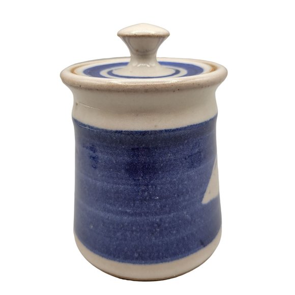 Pottery Canister Crock Lidded Earthenware Jam Pot Jelly Jar Signed - Picture 2 of 10